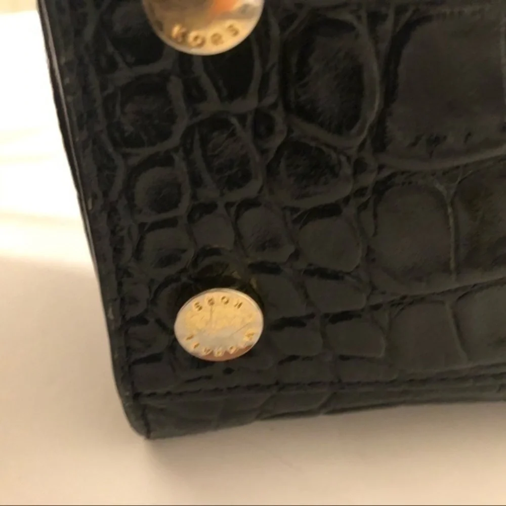 MICHAEL KORS black embossed leather tote bag